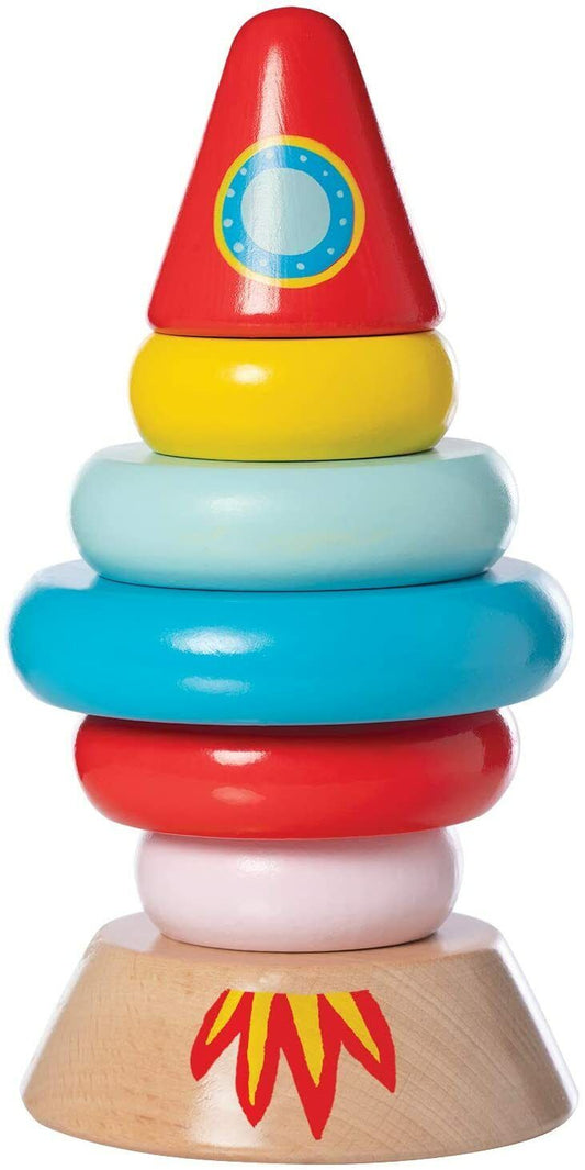 Manhattan Toy Stacker Rocket Baby Toddler 7 Pc Magnetic Wooden Stacking Toy Set