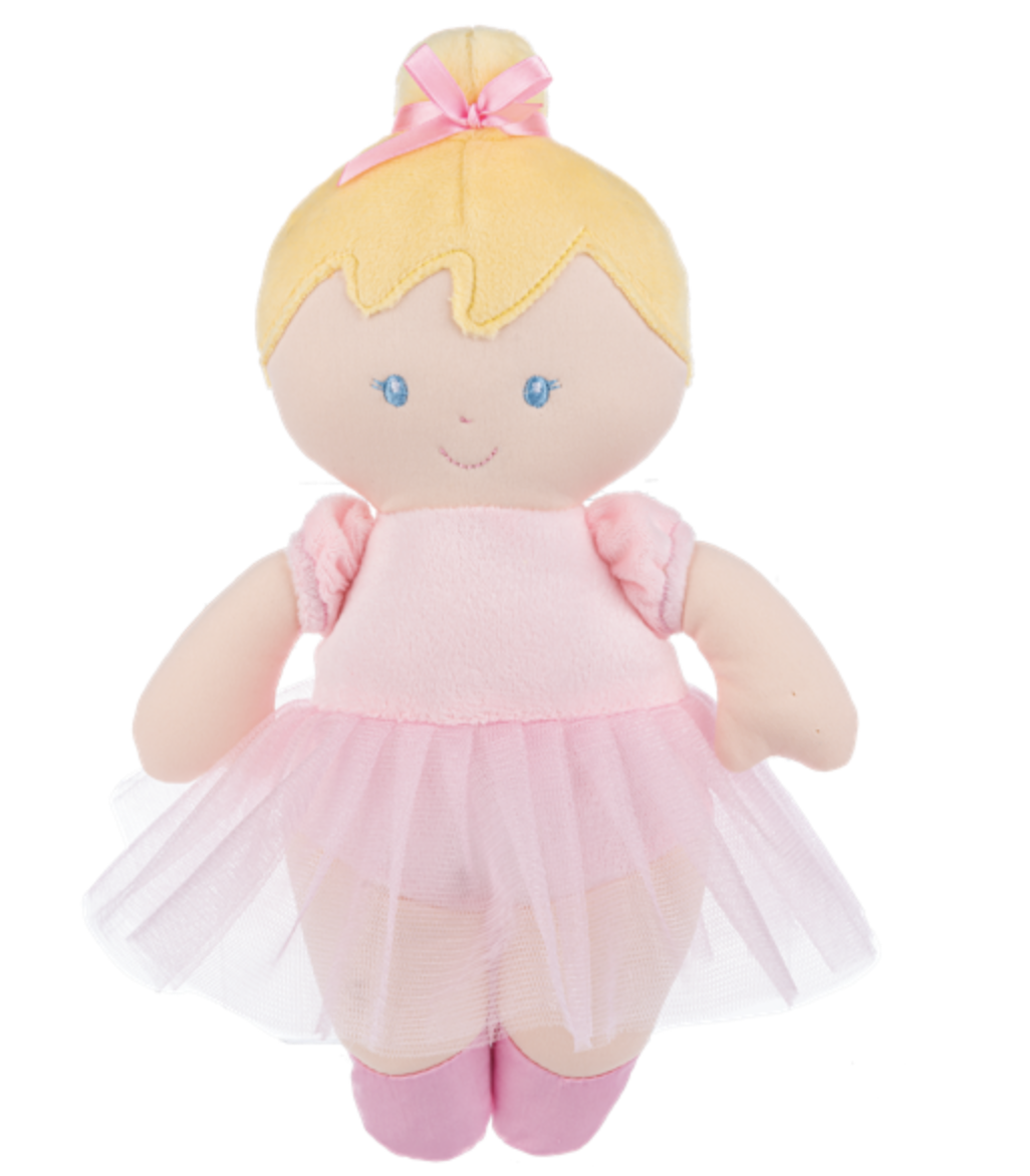 Ganz Blond Hair Ballerina Baby Doll Plush Stuffed Toy with Soft Rattle, 9"