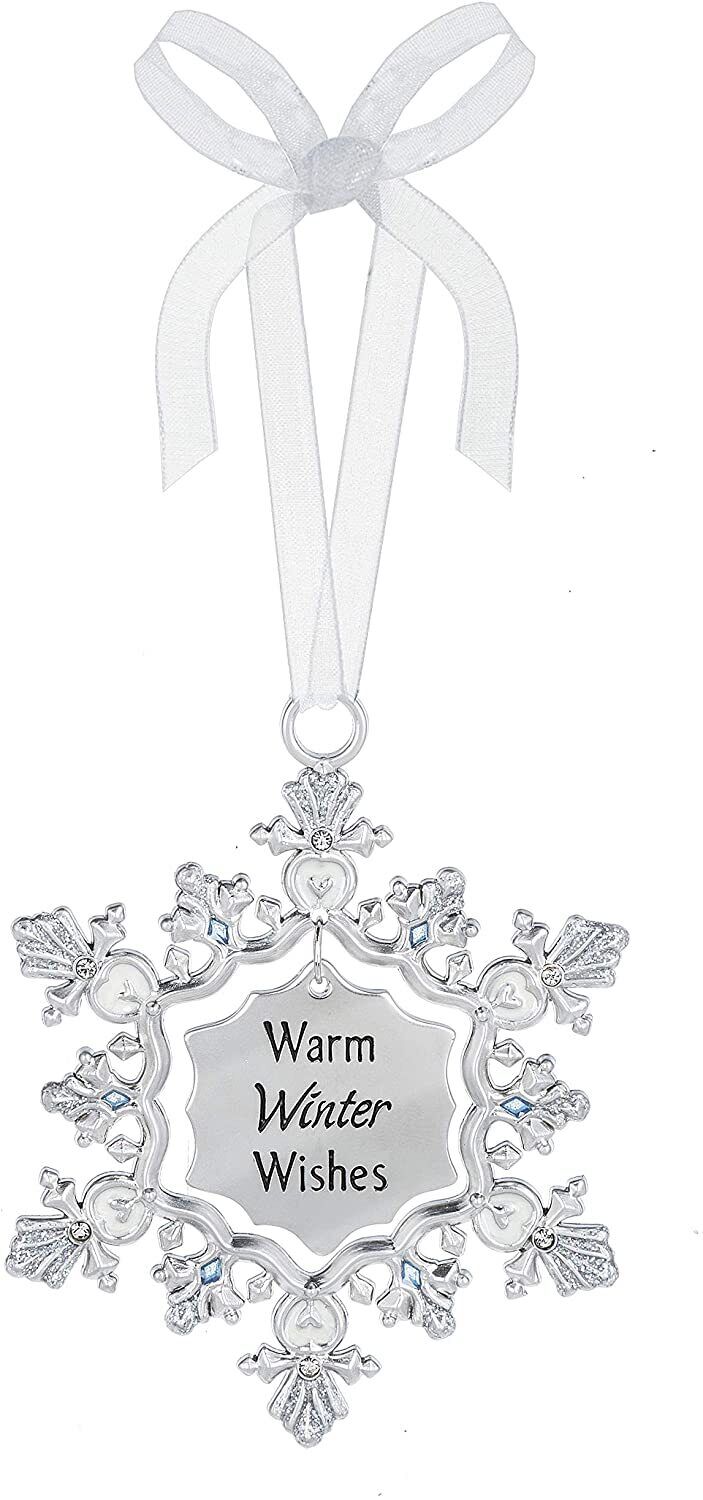 Ganz Warm Winter Wishes Snowflake Decorative Hanging Ornament, Zinc
