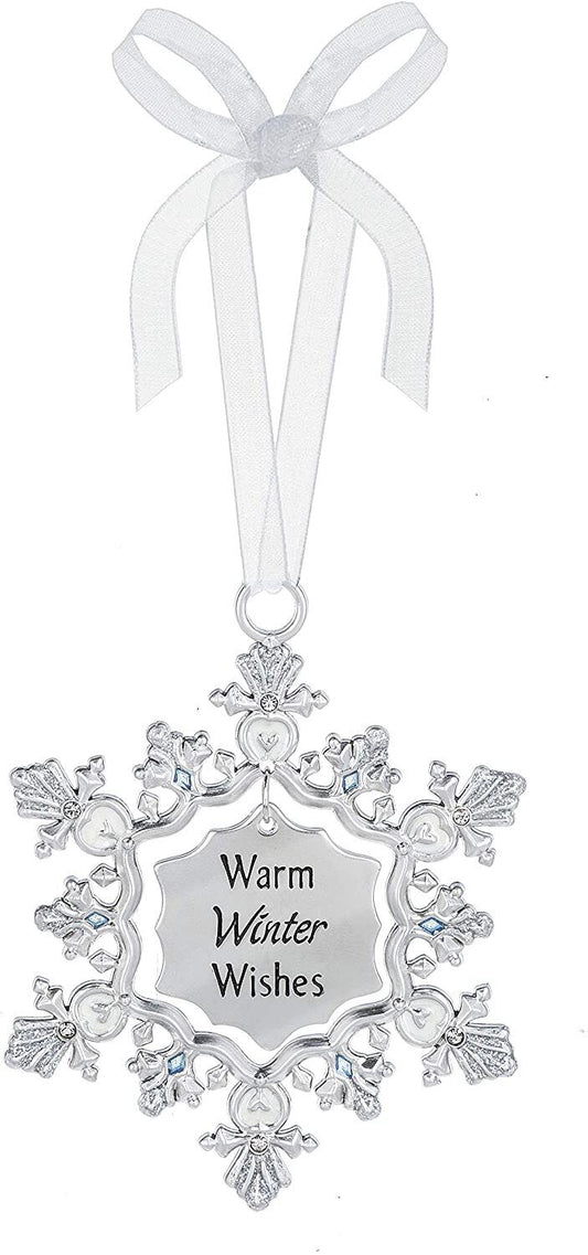 Ganz Warm Winter Wishes Snowflake Decorative Hanging Ornament, Zinc