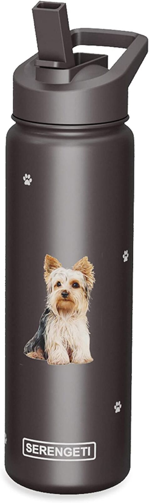 E&S Pets Stainless Steel Water Bottle 24 Oz., Spill Proof (Yorkie)