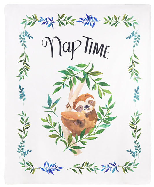 Ganz Printed Throw Blanket - Nap Time with Sloth, 50" W. x 60" L.