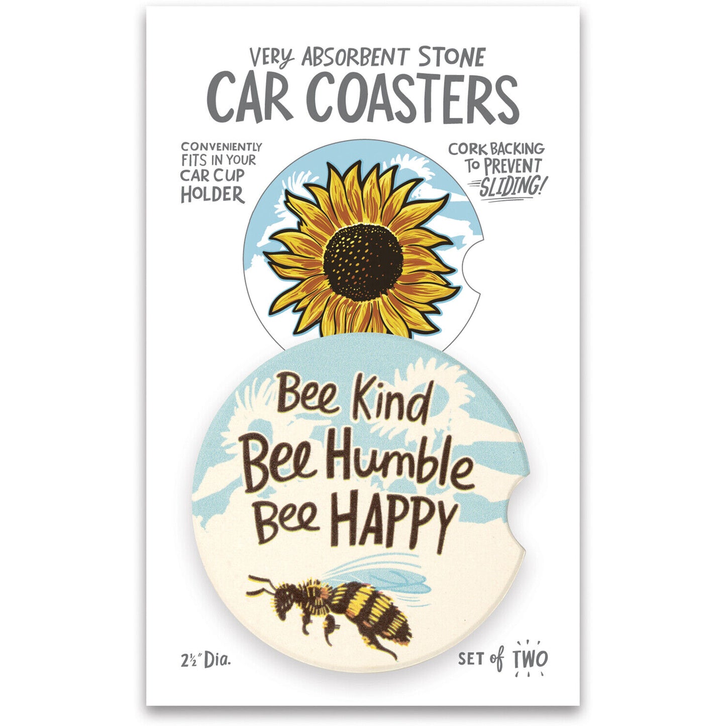 Primitives by Kathy Car Coasters - Bee Kind Bee Humble Bee
