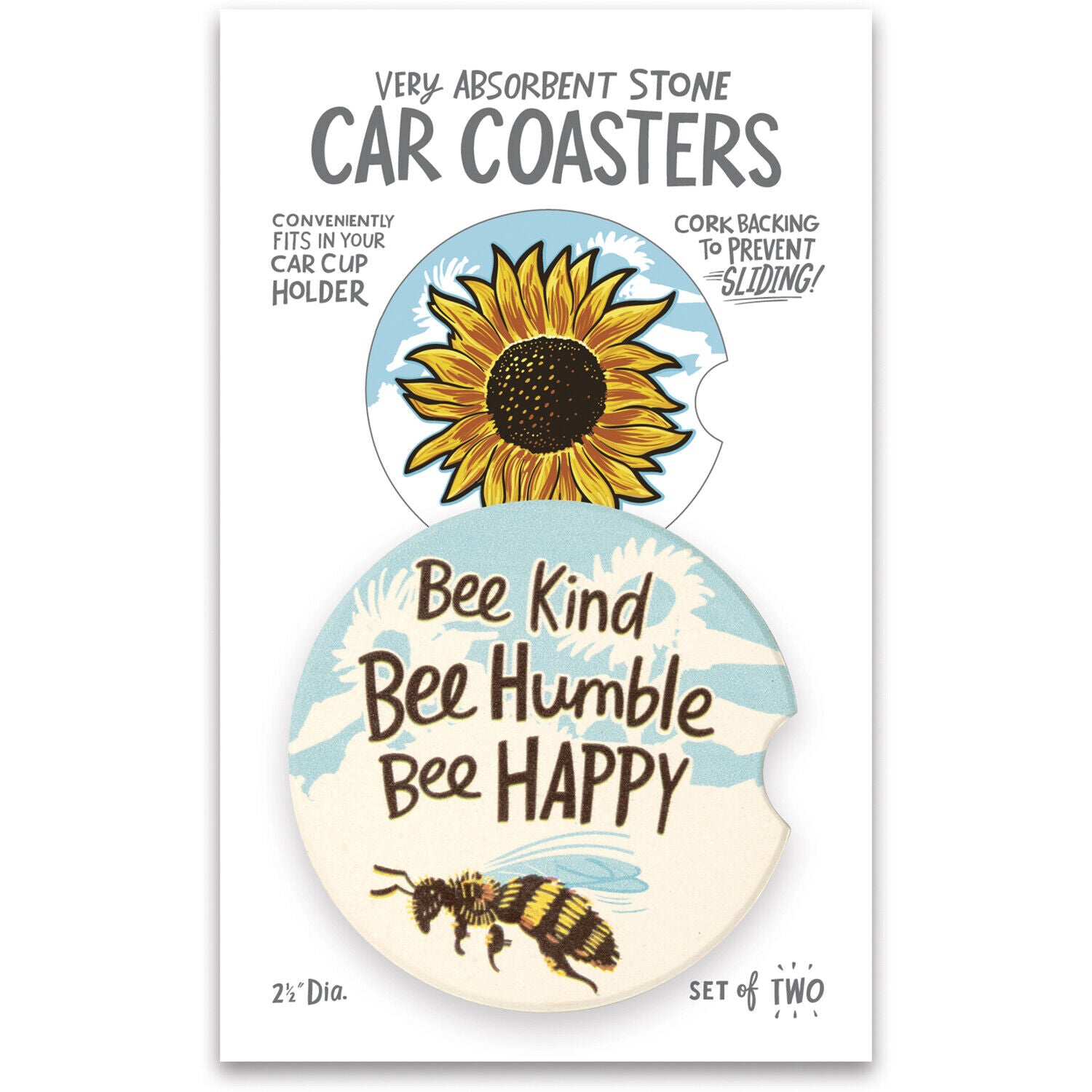 Primitives by Kathy Car Coasters - Bee Kind Bee Humble Bee