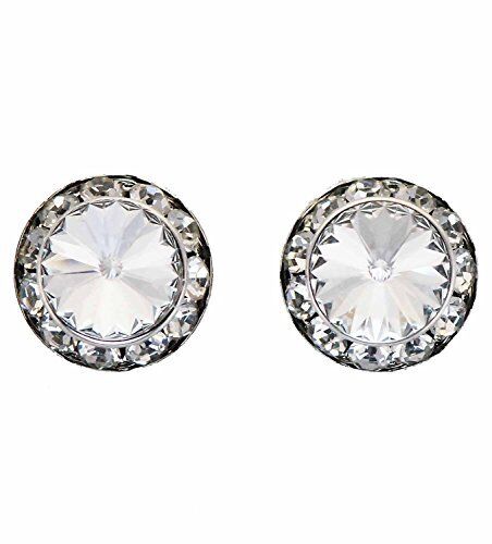 Finishing Touch Large Crystal Stone Show Earrings - Clear - Silver Finish