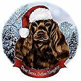 Holiday Pet Gifts Cocker Spaniel Chocolate Dog Santa Hat Porcelain Ornament