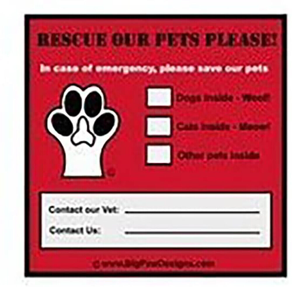 Pet Emergency Rescue Window Cling - Set of 4