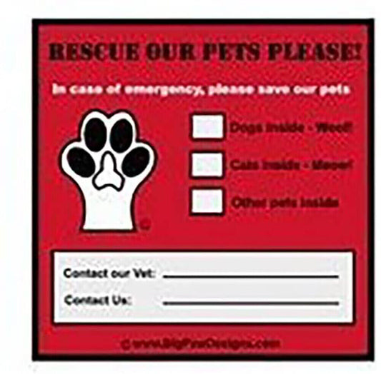 Pet Emergency Rescue Window Cling - Set of 4