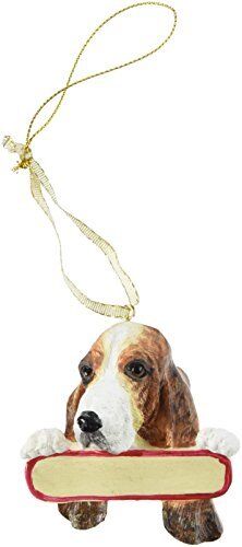 Basset Hound Ornament "Santa's Pals" With Personalizable Name Plate