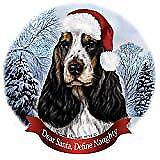 Holiday Pet Gifts English Cocker Spaniel Tri Dog Santa Hat Porcelain Ornament