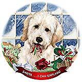 Goldendoodle White Dog Porcelain Ornament Pet Gift 'Santa. I Can Explain!'