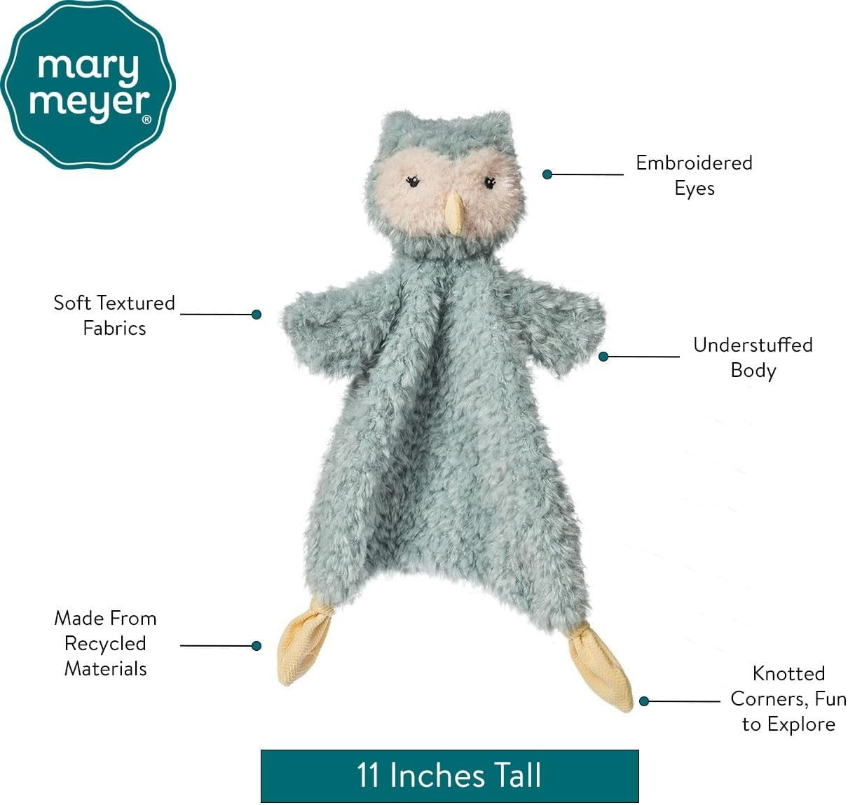 Mary Meyer Lovey for Babies Again Friends Soft Snuggle Toy, 11-Inches, Owl