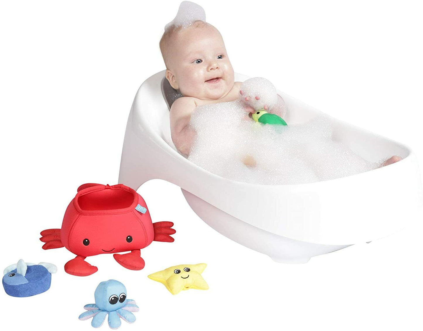 Manhattan Toy Neoprene Crab 5-Piece Spill n Fill Bath Toy with Squirt Toy