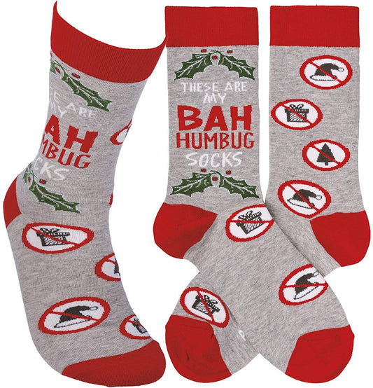 Primitives by Kathy 109634 Bah Humbug Socks, One Size, Cotton, Nylon, Spandex