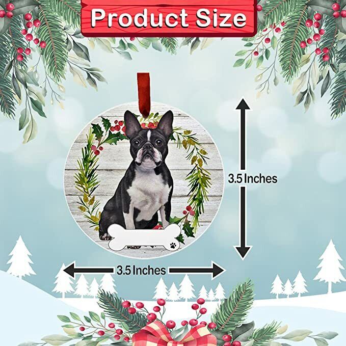 Boston Terrier Ornament - E&S Pets - DIY Personalizable, Ceramic Round Ornament