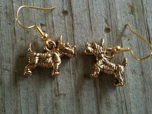 Scotty Dog Gold Plated Lead Free Pewter Earrings