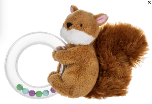Ganz Squirrel Ring Rattle Plush Stuffed Animal Toy, 5"