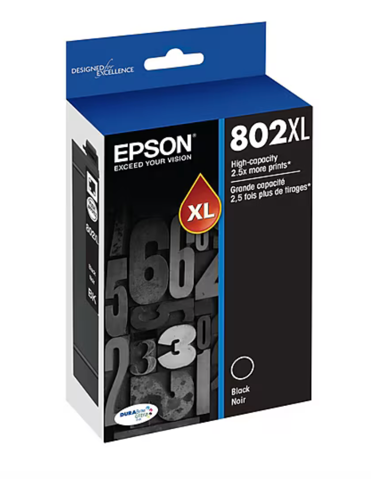 Epson DURABrite 802XL (T802XL120-S) Ultra Black Ink Catridge