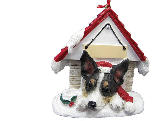 Rat Terrier Doghouse Ornament Hand Painted and Easily Personalized