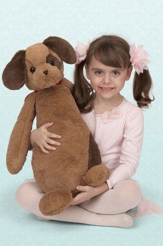 Bearington Bear Giant Patch Bean Bottoms Brown Rescue Dog Stuffed Animal, 22"