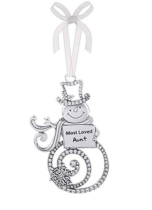 Ganz Ornament - Most Loved Aunt - Silver