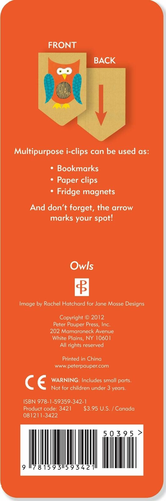Owls i-Clip Magnetic Page Markers (Set of 8 Magnetic Bookmarks)