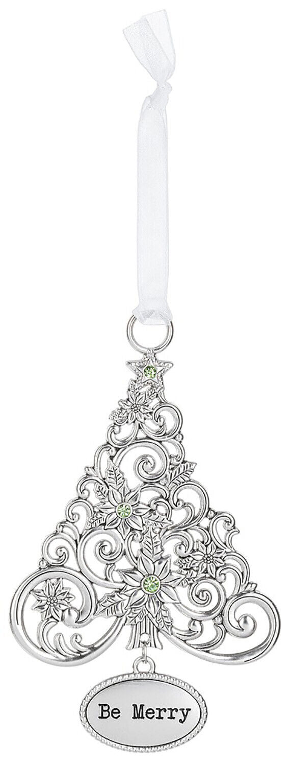 Ganz Ornament Oh Christmas Tree with Poinsettias - Be Merry