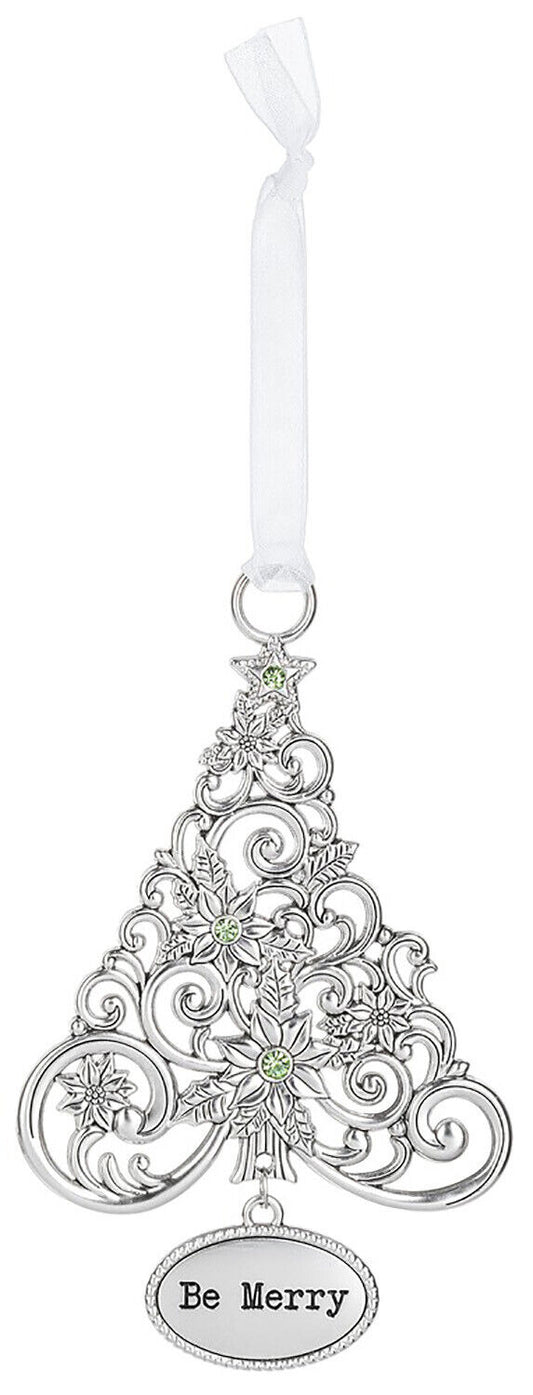 Ganz Ornament Oh Christmas Tree with Poinsettias - Be Merry