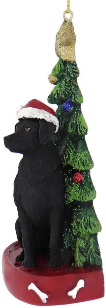 Kurt Adler Black Lab Labrador With Santa Hat Christmas Tree Ornament, 4.25 "