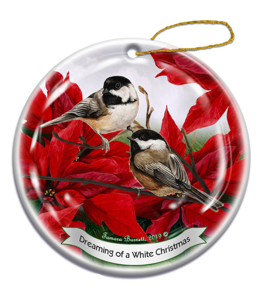Holiday Pet Gifts Black Capped Chickadee Bird Porcelain Christmas Ornament