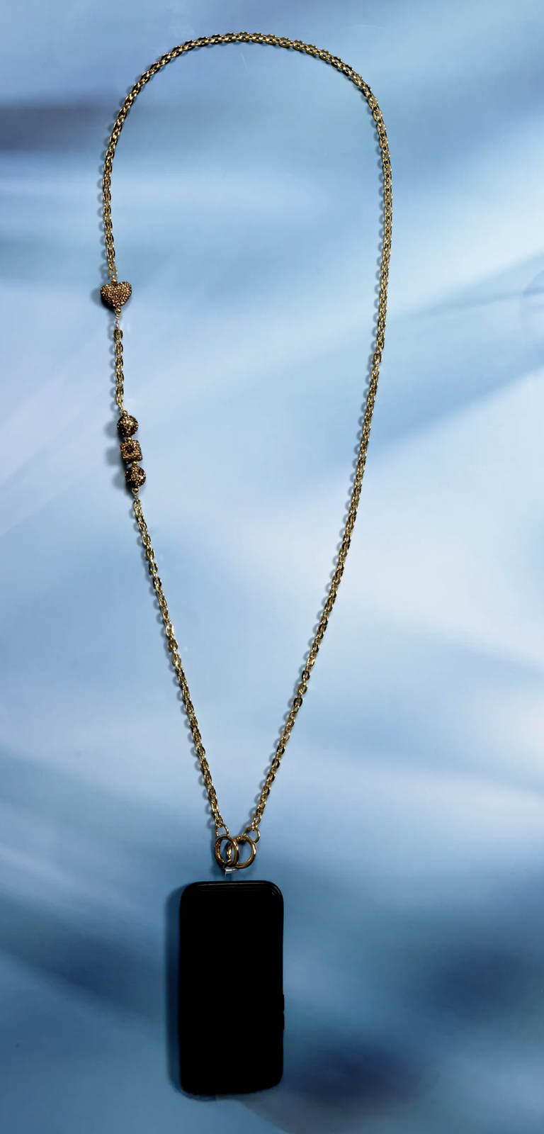 Gold Crystal Crossbody Beaded Gold Phone Chain, 56"