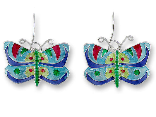 Judith Geiger Silver Plated Calypso Butterfly Enamel Dangle Earrings