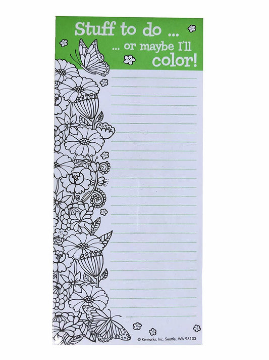 Re-Marks Coloring List Magnetic Notepad - Spring Garden 45 Pages