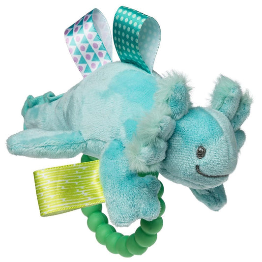 Mary Meyer Taggies Sensory Soft Rattle with Teether Ring, Fizzy Aqua Axolotl