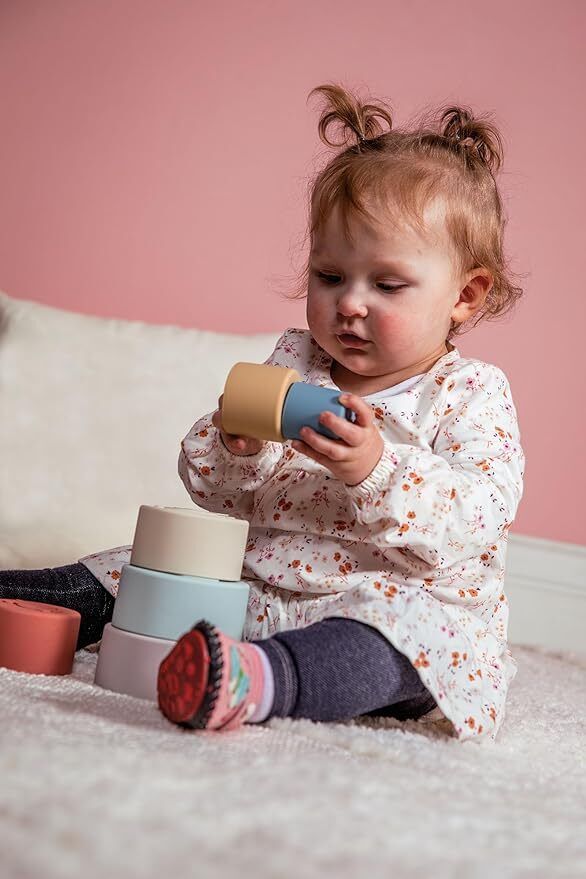 Mary Meyer Baby Toddler Toys Simply Silicone Stacking Cups for 6+ Months,11"