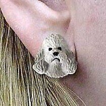 Poodle Gray w/Sport Cut Earrings Post