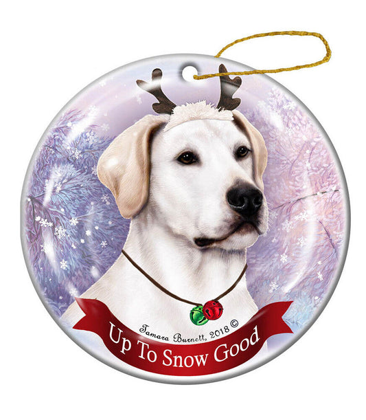 Holiday Pet Gifts American White Lab Dog Porcelain Christmas Ornament