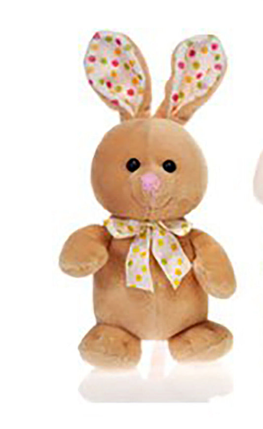Standing Light Brown Bunny with Polka Dot Bow 8" By Fiesta