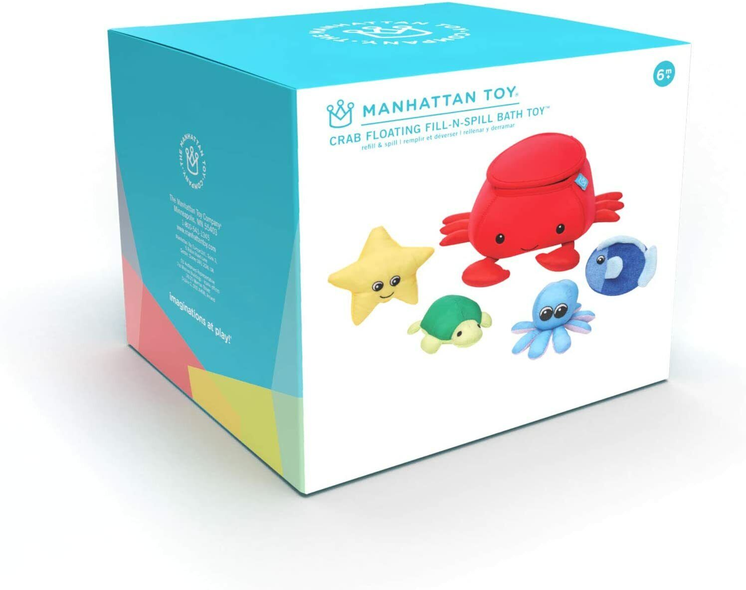 Manhattan Toy Neoprene Crab 5-Piece Spill n Fill Bath Toy with Squirt Toy