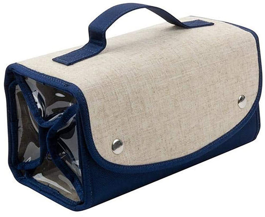 Mainstreet Collection Navy Canvas ROLL UP Cosmetic Bag for Travel