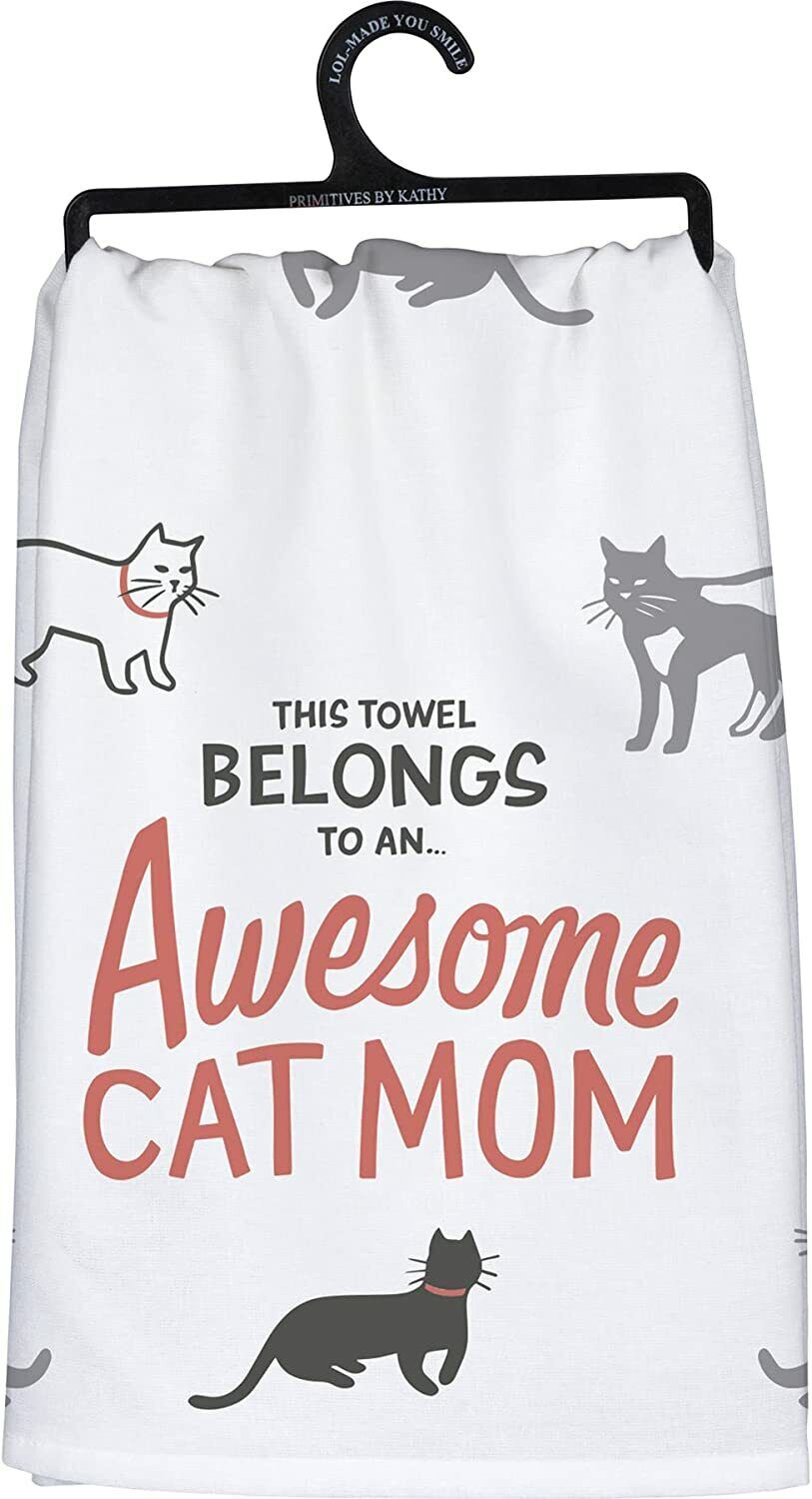 Primitives by Kathy Dish Towel - This Towel Belongs to an Awesome Cat Mom, 28"