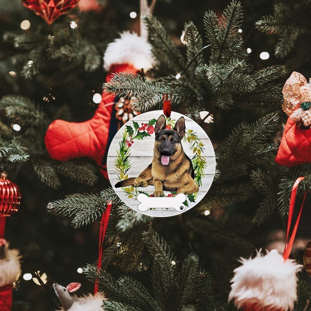 German Shepherd Ornament - E&S Pets - DIY Personalizable, Ceramic Round Ornament