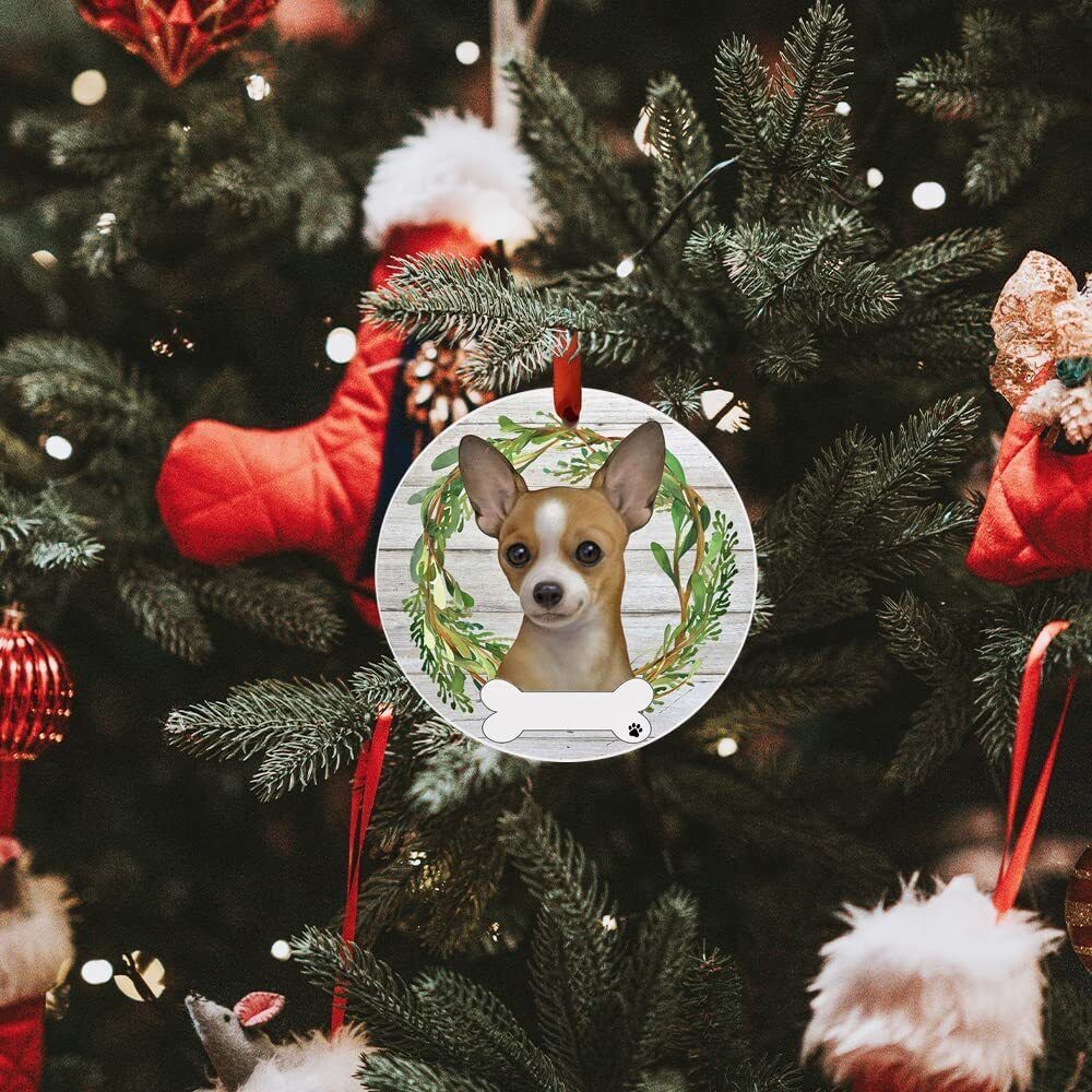 Tan Chihuahua Ornament - E&S Pets, DIY Personalizable, Ceramic Round Ornament