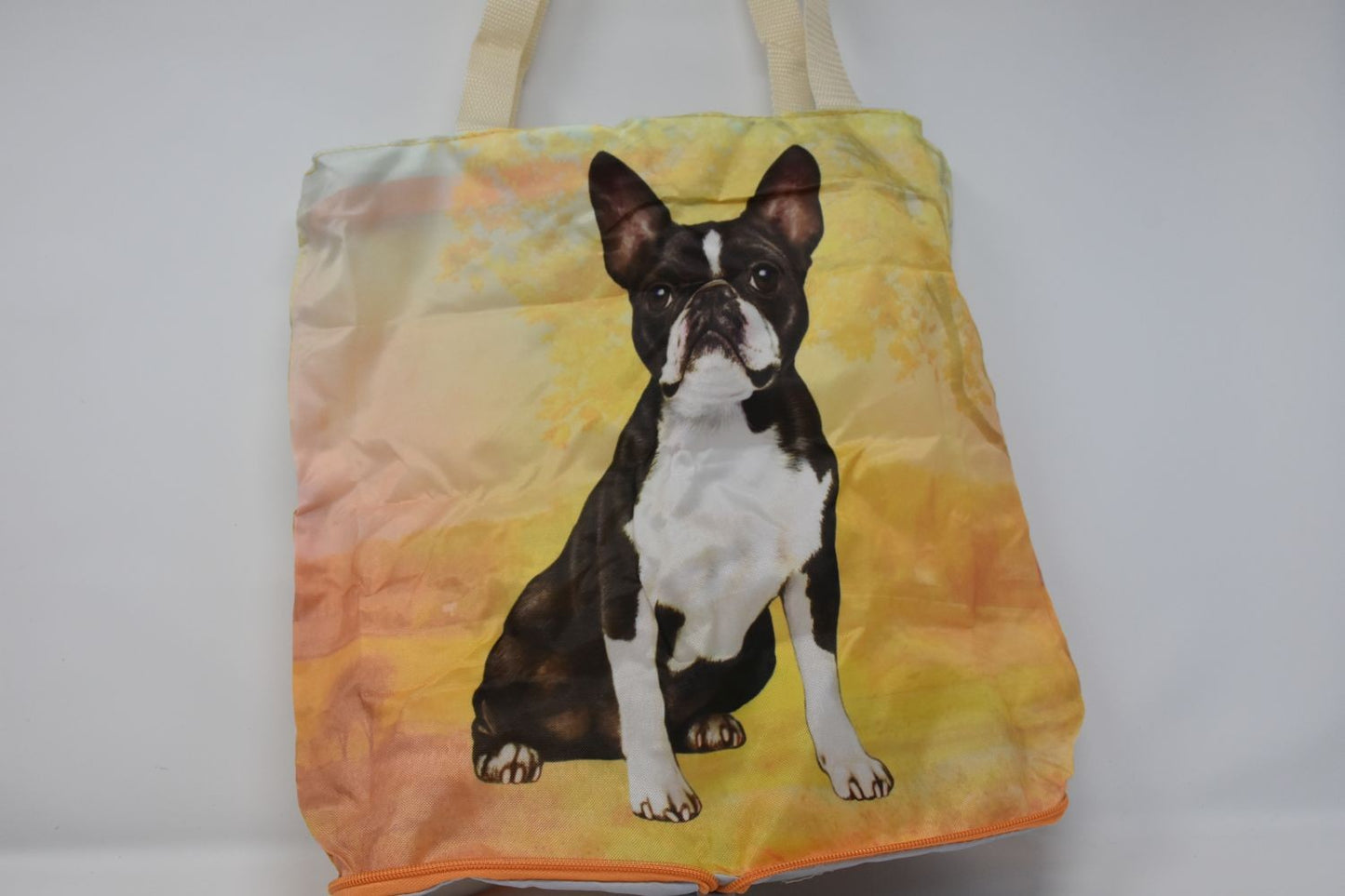 Boston Terrier Foldable Tote Bag - Waterproof - Zippered Market Tote
