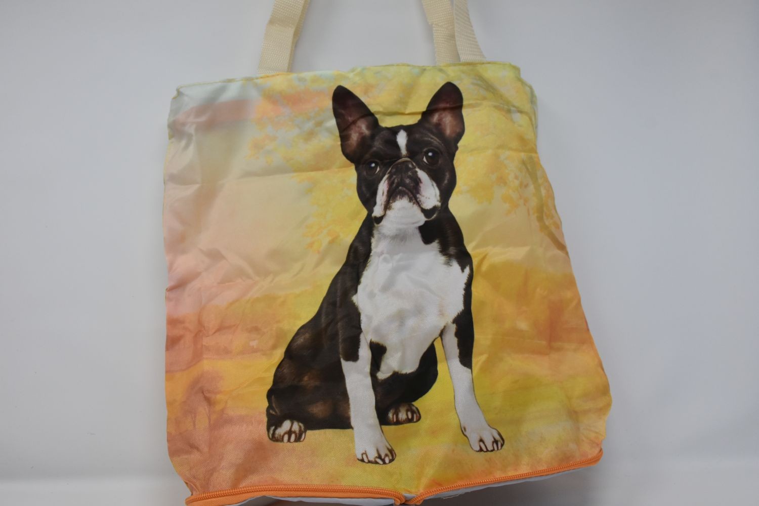 Boston Terrier Foldable Tote Bag - Waterproof - Zippered Market Tote