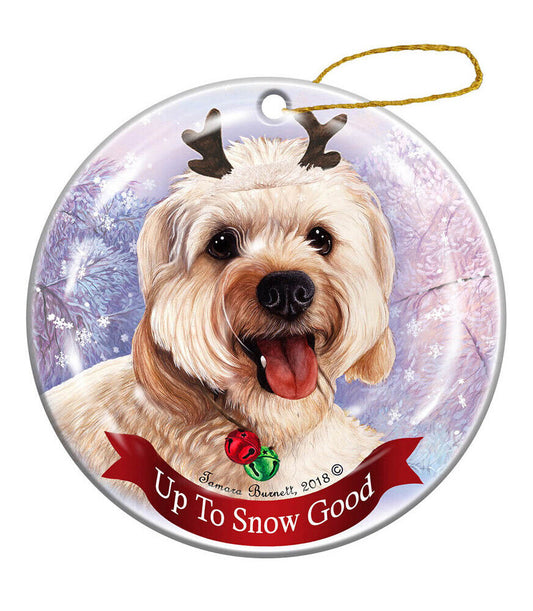 Holiday Pet Cavapoo Reindeer Dog Porcelain Christmas Ornament
