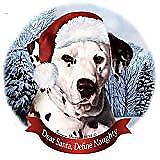 Holiday Pet Gifts Dalmatian Liver/White Dog Santa Hat Porcelain Ornament