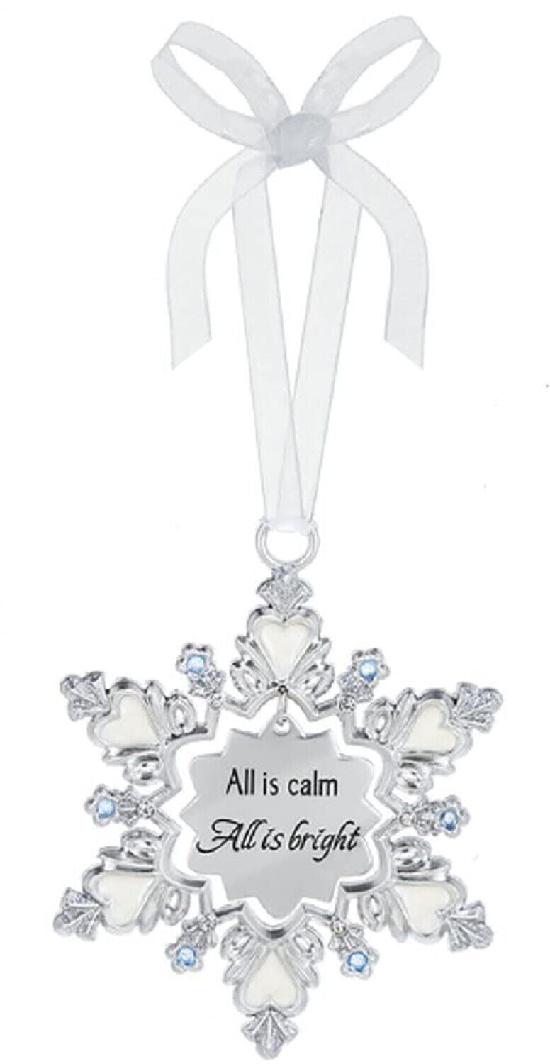 Ganz All is Calm All is Bright Snowflake Decorative Hanging Ornament, Zinc