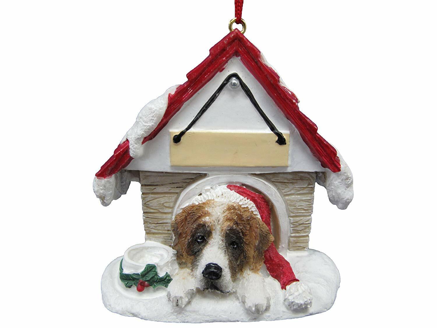 Saint Bernard Doghouse Ornament Hand Painted and Easily Personalized