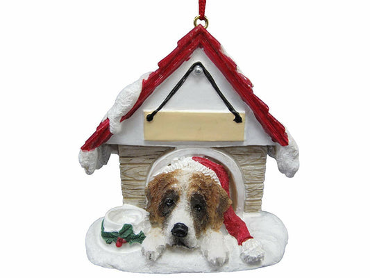 Saint Bernard Doghouse Ornament Hand Painted and Easily Personalized